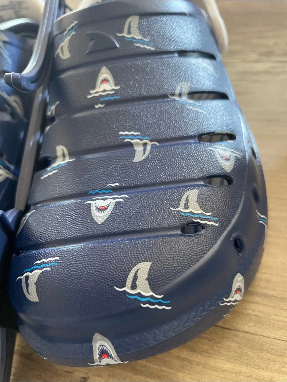 Rugged shark recycled Eva navy blue shark print water activity clog youth kids 1